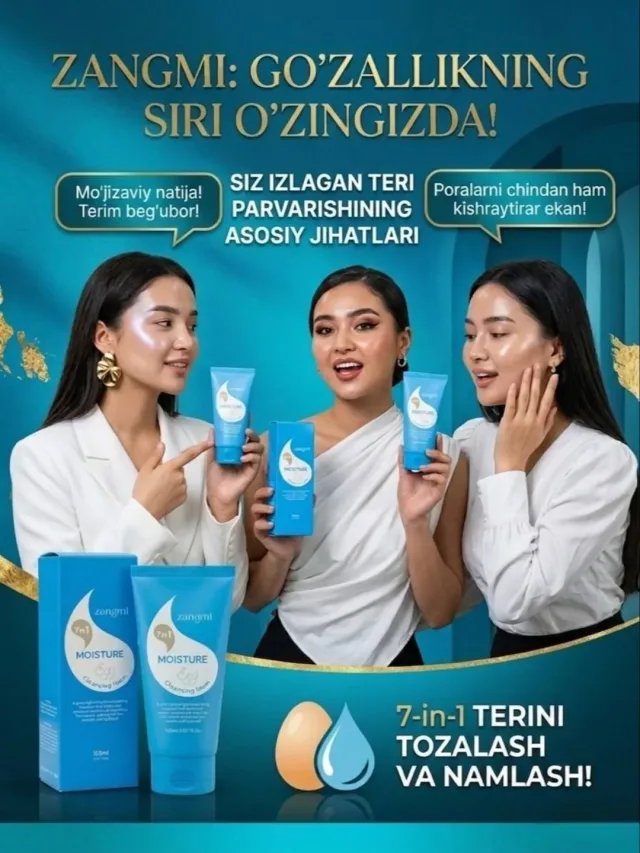 Zangmi Moisture 7-in-1 Cleansing Foam — yuz yuvish uchun penka.
