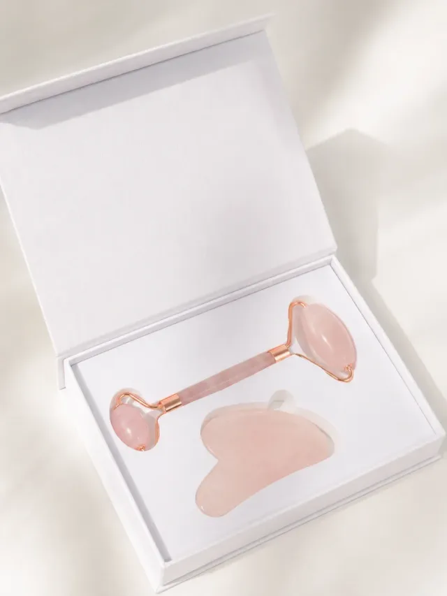 Nefrit toshli yuz massaj to‘plami — Roller va Gua Sha